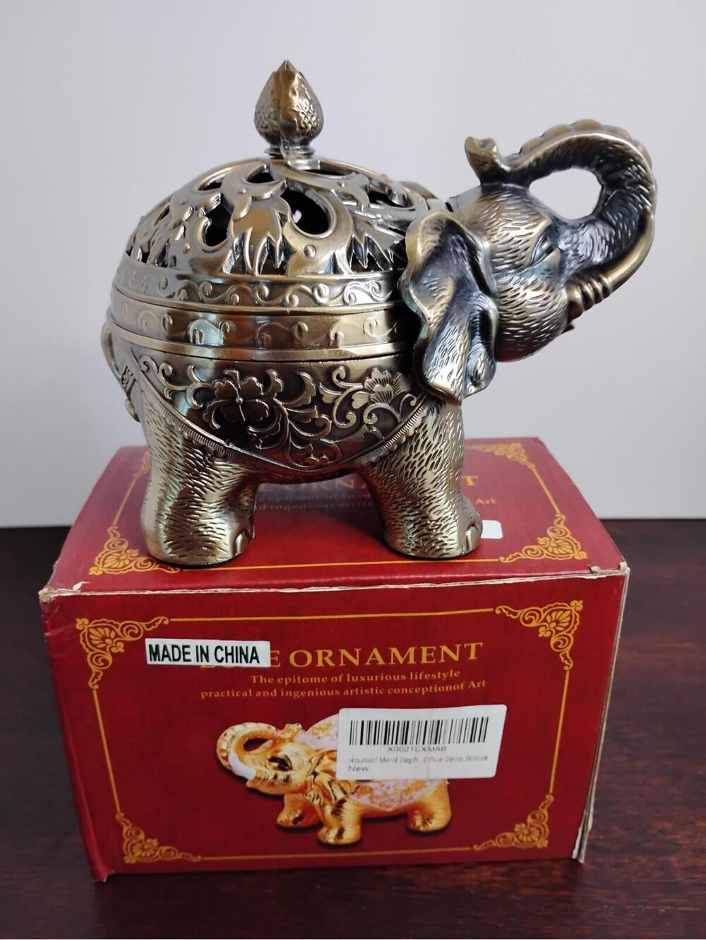 Lucky Luxe‎ Elephant Ornament Bronze Toned Decorative Home Accent Global Style - Picture 3 of 9
